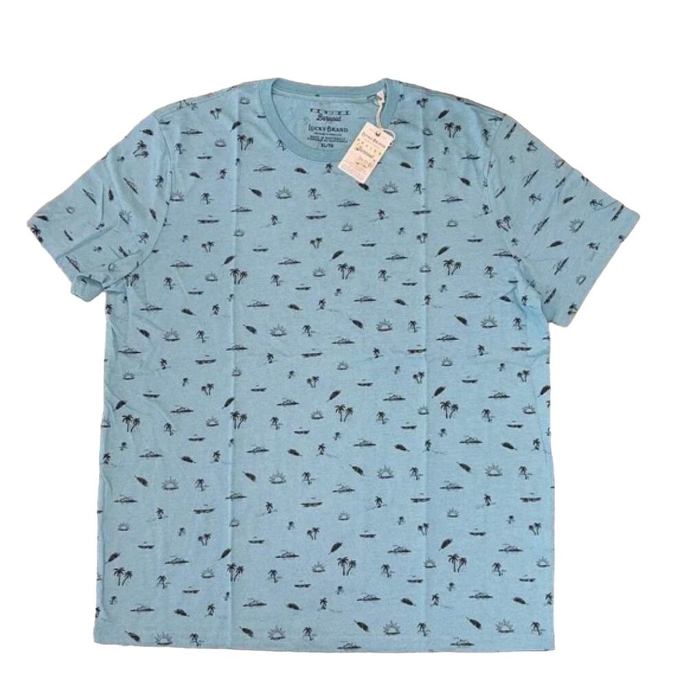 NWT Lucky Brand Men’s Blue Summer Icon Soft Cotton Crewneck Tee - SIZE XXL